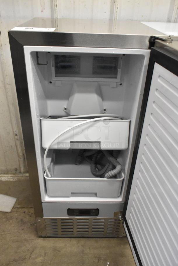 Brand new KoolMore KM-BIM66-NSS ice maker, stainless steel, 66 lb/day, built-in, with drain pump, 115V. Scratch and dent.