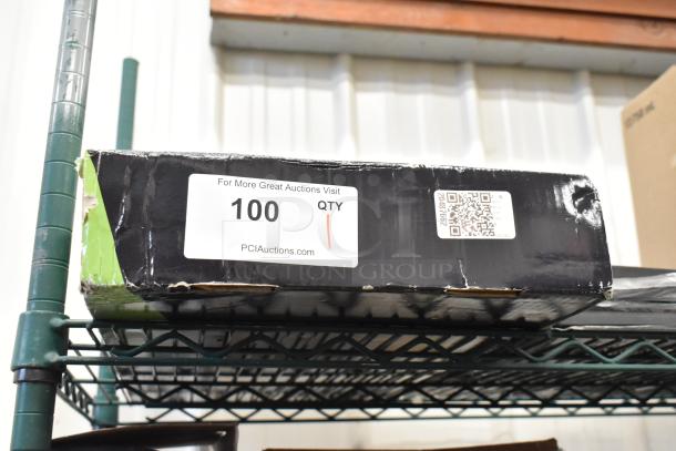 Box of Regency 600PRD8X deck-mounted pre-rinse faucet, 1.15 GPM, 8" centers, 44" hose, brand new with visible wear.