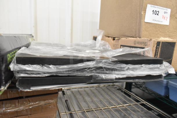 4 new Choice 723BMATBK black bar mats, 12"x18", in original packaging with minor scratches and dents.