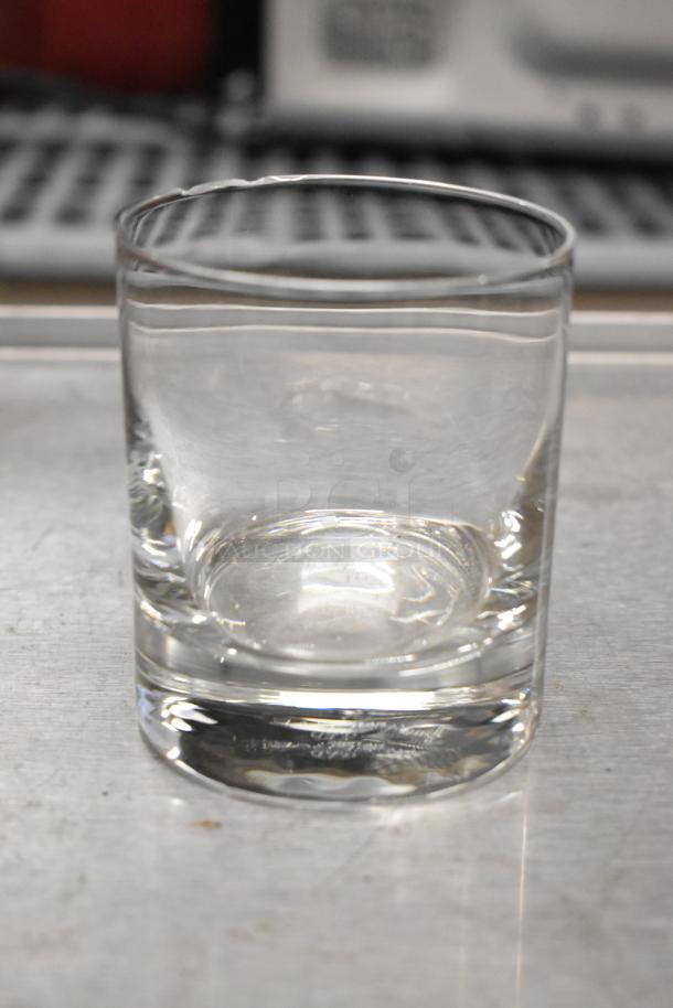 Libbey Modernist 7 oz. rocks glass with slight rim imperfection; clear glass, customizable, suitable for cocktails.