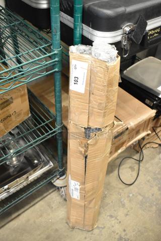 BRAND NEW Scratch and Dent Lancaster Table & Seating 40" Black Stanchion with 10' retractable belt, in distressed box.