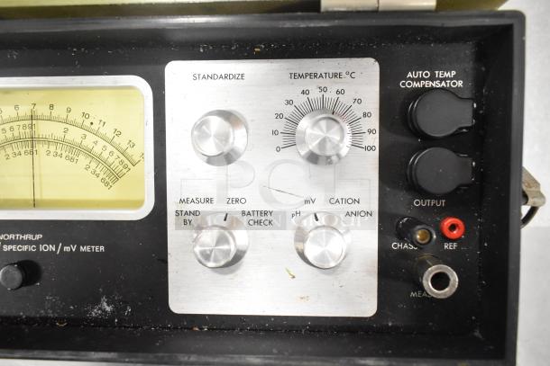 Leeds & Northrup Specific Ion Meter, vintage with standardize and temperature controls. Visible wear, functional condition.
