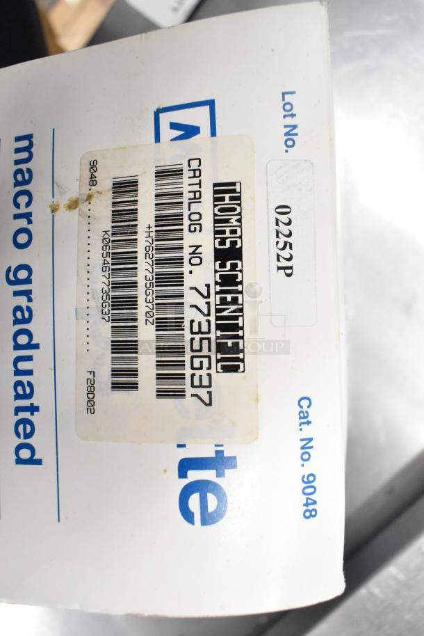 Thomas Scientific pipette tips box with catalog number 7735637 visible, indicating macro graduated tips.