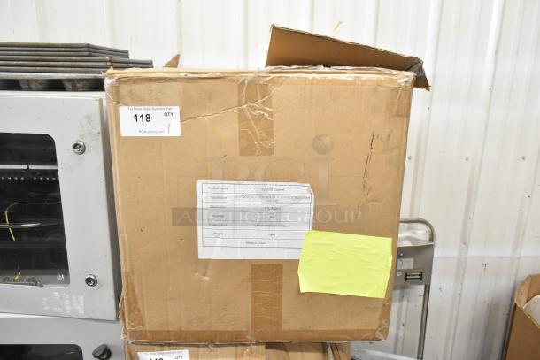 Brand new BlackShields DC0300 white metal air-conditioned cabinet, scratch and dent condition, in original packaging.