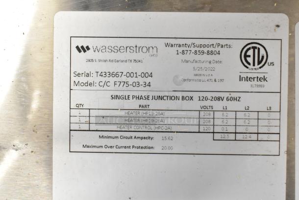 Prince Castle HPC-2A Heater Panel Control, stainless steel, 120-240V, single phase. Includes serial and model labels.