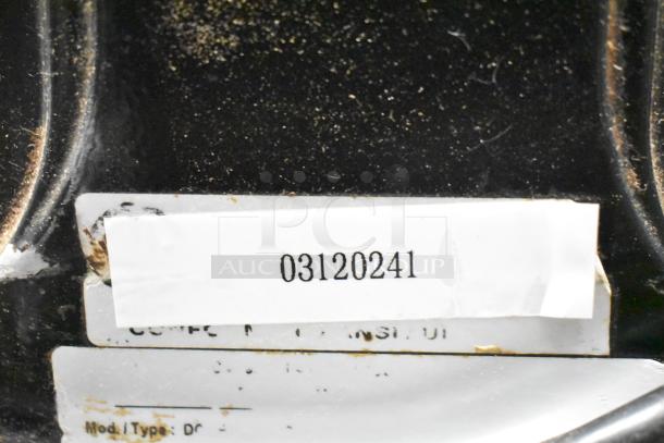 Metal commercial countertop espresso bean grinder, 115 volts, 1 phase. Serial number 03120241 on label. Used condition.