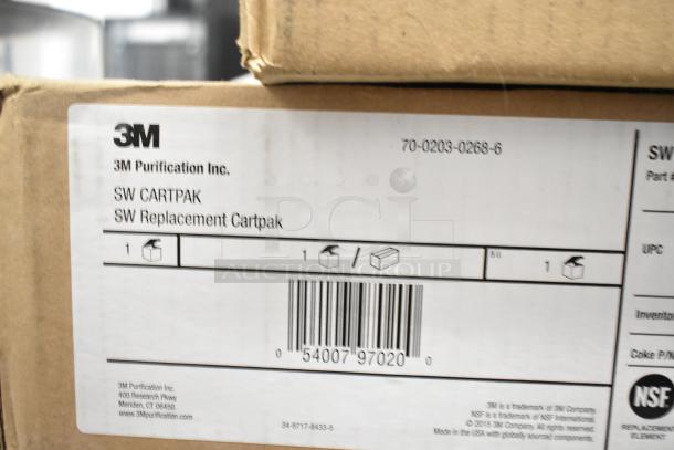 3M Water Filtration Cartridge Set box, labeled SW Replacement Cartpak. New, scratch and dent. Includes barcode and 3M details.