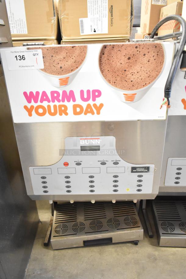 Bunn IMIX-5 Stainless Steel Cappuccino Machine, commercial countertop model, 120/208-240V, 1 phase, with control panel.