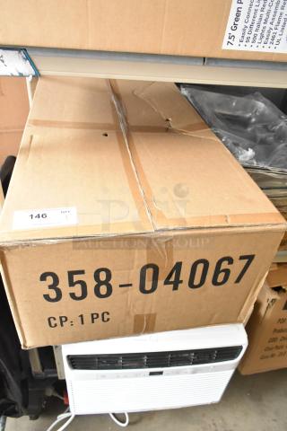 Cardboard box labeled 358-04067, containing a metal Flying Eagle item. Box shows signs of minor damage. Marked CP: 1 PC.