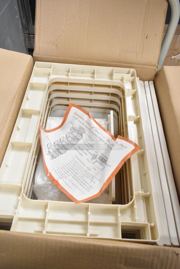 BRAND NEW SCRATCH AND DENT HG-HS5801-591 5 Drawer Plastic Unit in box. Includes assembly instructions.