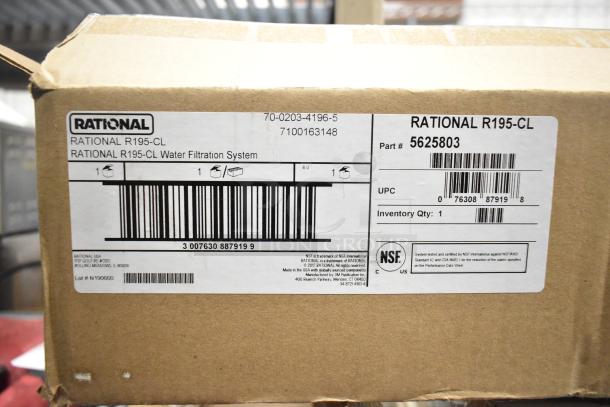 Brand new Rational R195-CL water filter box. Part #5625803, NSF certified. Minor box damage. Two units included.