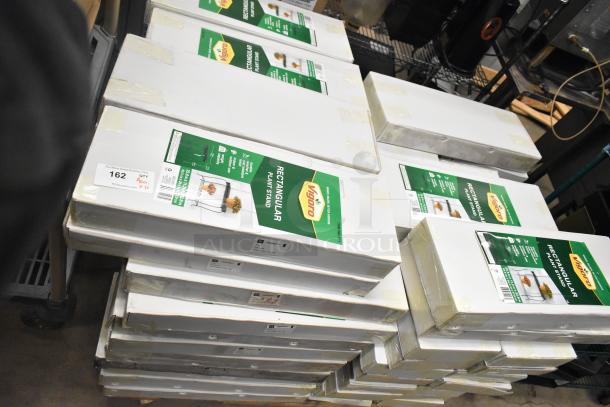 Brand new Vigoro rectangular plant stands, 71 units, scratch and dent condition, in original packaging with labels.