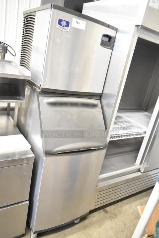 Manitowoc IY0524A-161 stainless steel commercial ice head on bin, 115V, 1 Phase, model label visible, in good condition.