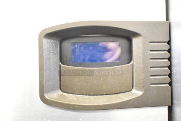 Manitowoc IY0524A-161 commercial ice head, stainless steel, close-up of control display, 115 volts, 1 phase.