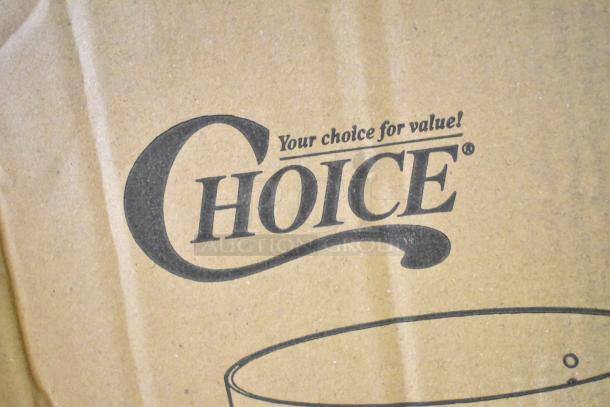 Brand new Choice 471ASTB60ST 60 Qt. aluminum stock pot with steamer basket and cover, minor scratches and dents.