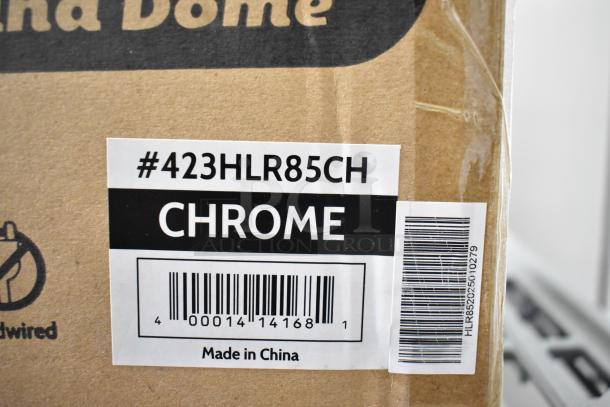 ServIt retractable cord ceiling mount heat lamp with chrome dome, model 423HLR85CH. New with scratch and dent. Made in China.