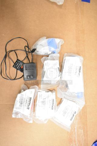 Lot of various items including CLS40FB-D pin connector, CL40FC-A/-B/-E/-D protective caps. Each in sealed packaging.
