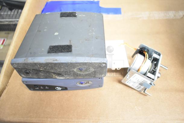 10 items including Epson receipt printer, 2 QSR kitchen controllers, Powervar power conditioners, worn condition.