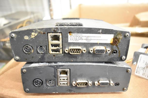 10 electronics including a used Epson receipt printer, two QSR kitchen controllers, and Powervar power conditioners.