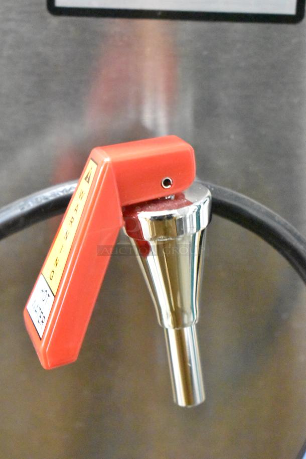 2024 Bunn OHW 02550.0003 Stainless Steel Pourover Hot Water Machine, 80 oz., 120 Volts. Features warning label on spout.