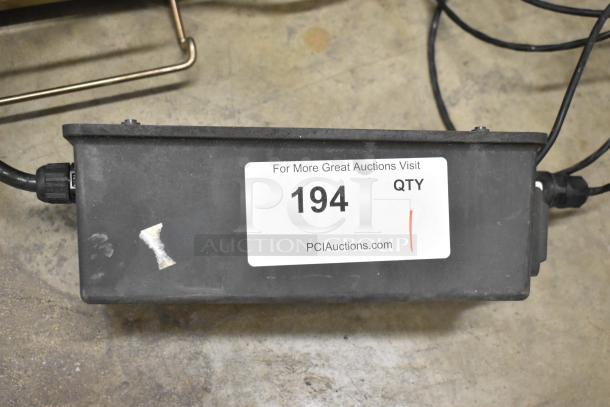 Rational LMZ200XX.AXX VarioSmoker. Black unit with power cables, 100-240V, 1 Phase. Auction tag 194 visible.