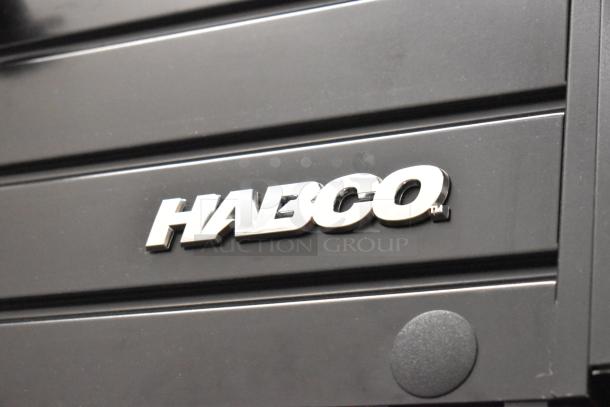 2019 Habco SE18 commercial cooler, single door, metal with poly-coated racks, 115V, 1 phase, brand logo visible.