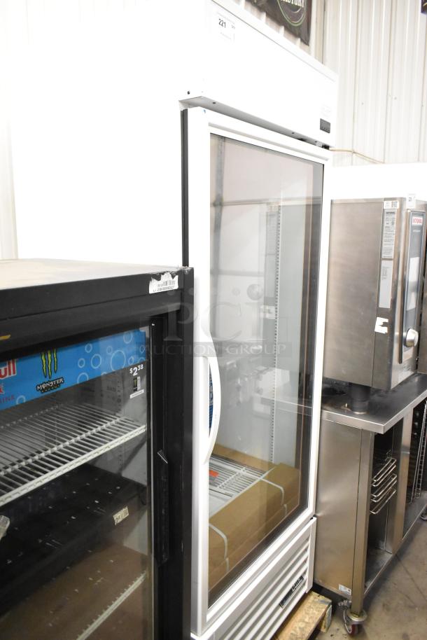2021 True TSCI-600R-G-PH single door cooler with glass front and poly-coated racks. Excellent condition, 115V, 1 phase.