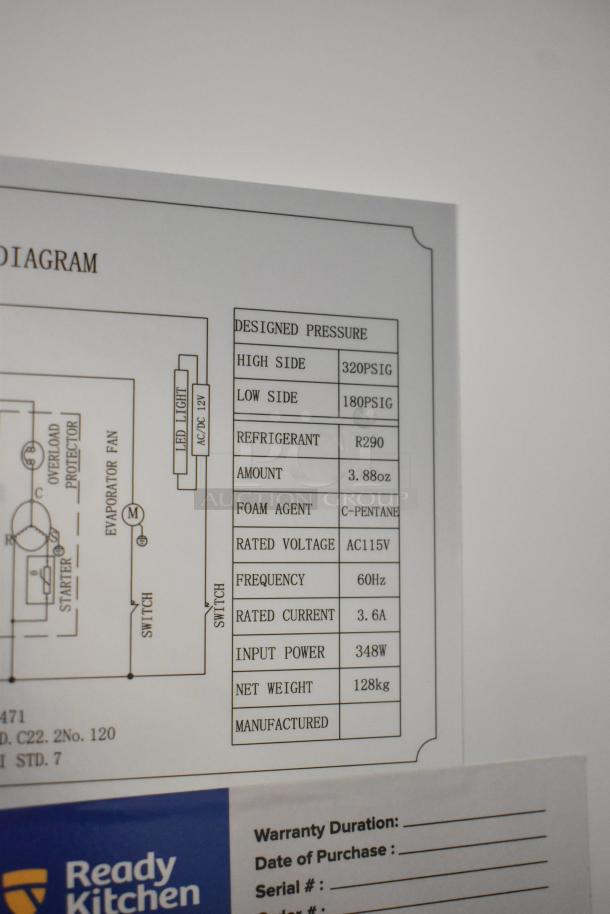 Brand new Avantco 178A23RHC stainless steel single door cooler; 115V, 1 phase, commercial casters; scratch and dent condition.