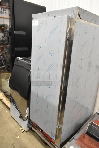 Brand new Avantco 177HTESS1836 stainless steel heated holding cabinet. Scratch and dent, on casters, 115 Volts, 1 Phase.