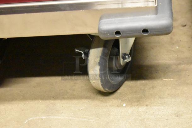 2025 Avantco stainless steel heated holding cabinet on commercial casters, model 177HTESS1836, new with cosmetic scratches.