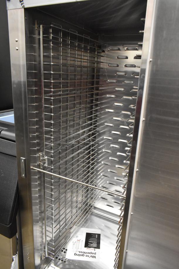 Brand new Avantco 177HTESS1836 heated holding cabinet. Stainless steel, insulated, on casters, 115V, 1 phase. Includes manual.