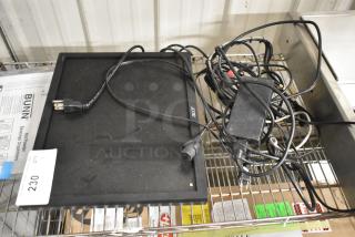 Acer V173 17" LCD Monitor with power cables, black frame, minor dust, no visible screen damage, auction tag "230" attached.
