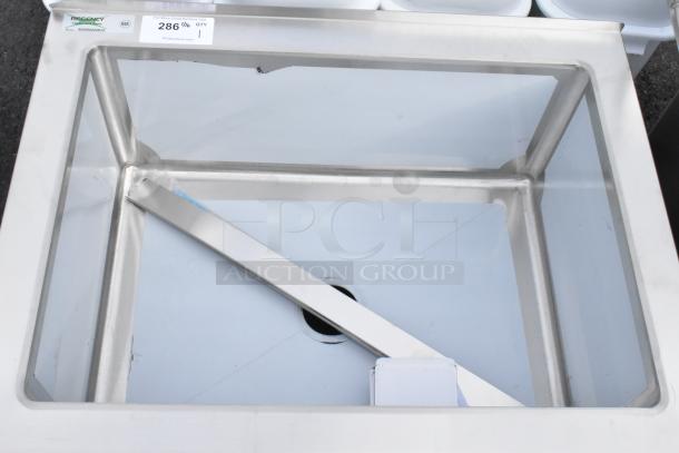 BRAND NEW Regency 600SM202812 16-gauge stainless steel mop sink, 33"x28"x20" with label. Scratch and dent condition.