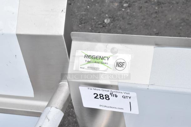 BRAND NEW Regency 600S32323 commercial sink, 78" 16-gauge stainless steel, three compartments, no drainboards, NSF label.