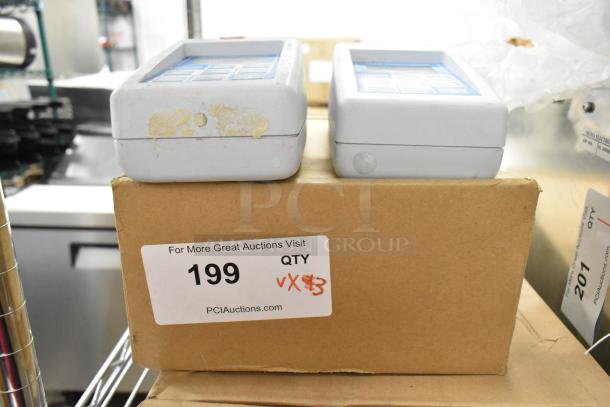 4 items including Verizon corded office telephone, 2 Hach 2100P turbidimeters on labeled auction box, quantity marked 3.