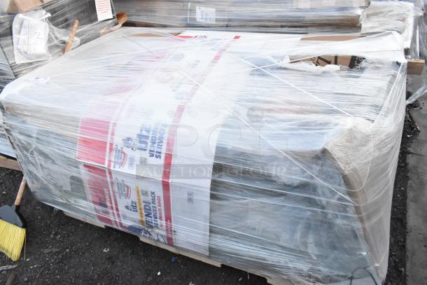 Brand new Avantco 193BC72HCW 72" refrigerated display case, wrapped and labeled as scratch and dent. Curved glass, white finish.