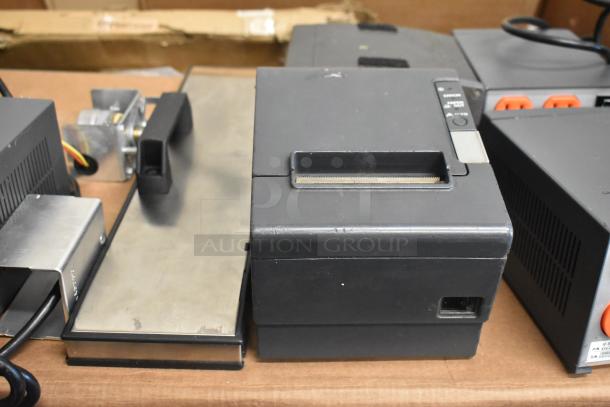 10-item set: Epson receipt printer, 2 QSR kitchen controllers, Powervar power conditioners. Functional, includes wiring.
