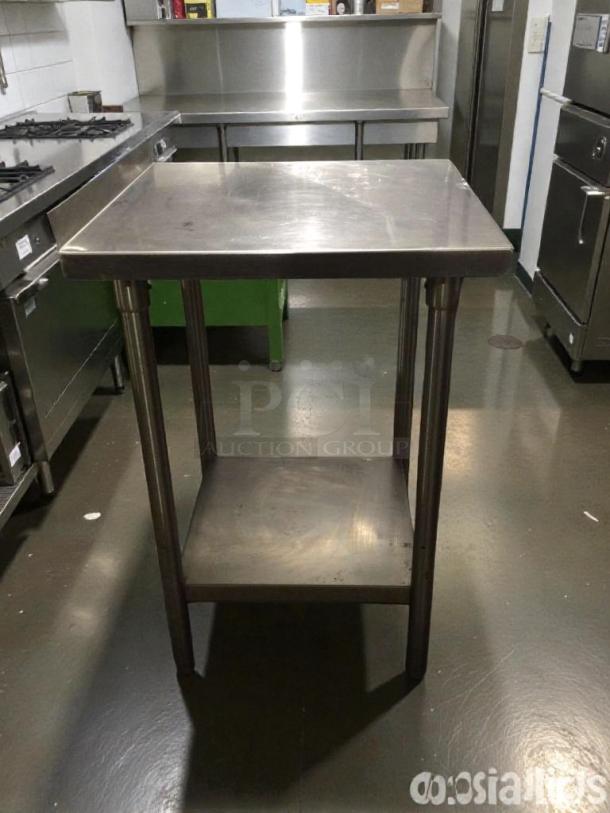 Exceptional condition Custom SMB-ST4R2-2424SSW stainless steel work table, 24"x24", fully inspected, ready for use.