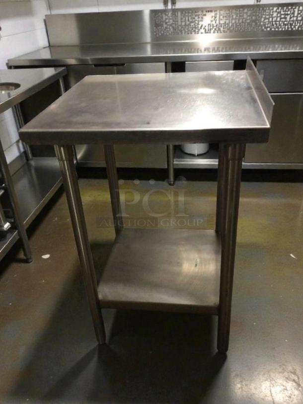 Exceptional condition Custom SMB-ST4R2-2424SSW commercial stainless steel work table, 24" x 24", fully inspected.