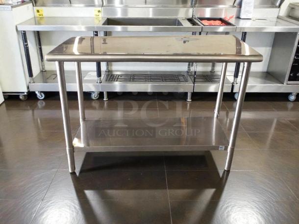 Commercial stainless steel ice bin with undershelf, premium condition, custom fabricated, NSF style, fully inspected.