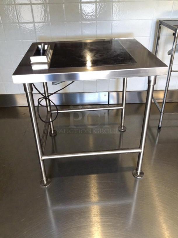 Stainless steel commercial induction cooktop table, model IND-L-TBL-0255, in top-tier condition, fully tested and working.