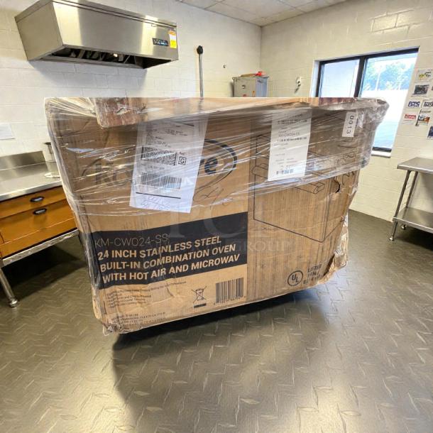 Brand new KoolMore KM-PTR27-1D commercial prep table in original box, stainless steel, UL & NSF listed, 8 pan capacity.