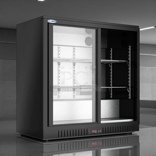 Brand new KoolMore BC-2DSL-BK 35" two-door back bar refrigerator, 7.4 cu. ft., ETL listed, in original box, never used.