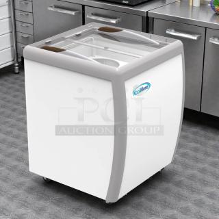 KoolMore KM-ICD-26SD ice cream dipping cabinet, brand new, 4-tub capacity, sliding glass doors, ETL listed.
