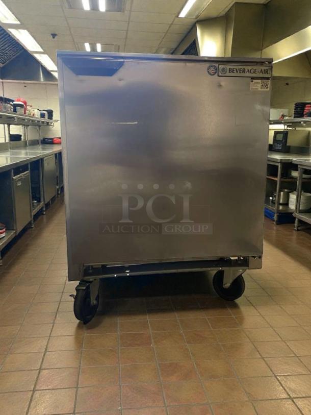 Beverage-Air UCR27A commercial undercounter refrigerator in immaculate condition, 115V, single phase, fully tested, on wheels.