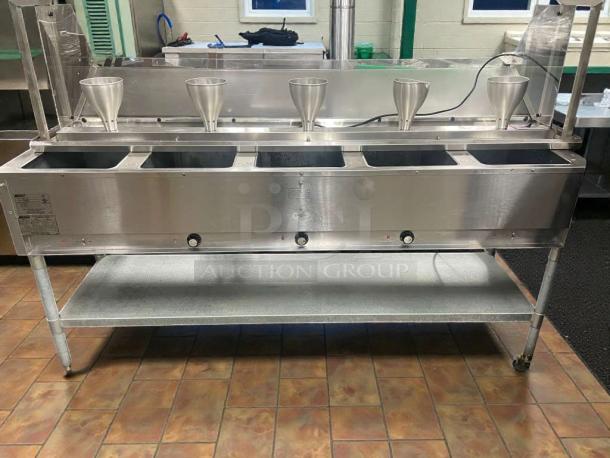 Immaculate Eagle Group electric steam table, model DHTS-240, with sneeze guard, 240V, single phase, fully tested.