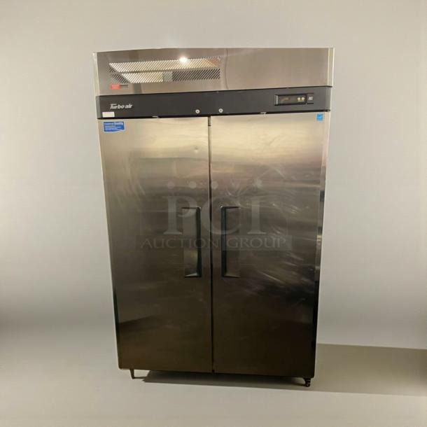 Turbo Air M3F47-2 commercial reach-in freezer in exceptional condition, 115V, dual doors, stainless steel, fully tested.