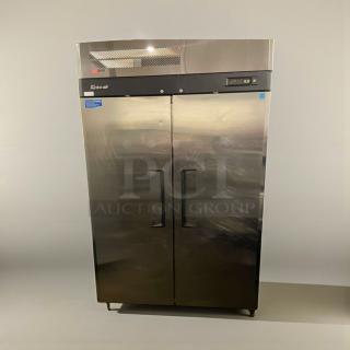 Turbo Air M3F47-2 commercial reach-in freezer in exceptional condition, 115V, dual doors, stainless steel, fully tested.
