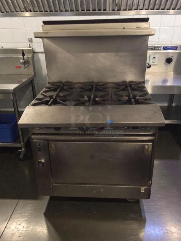 Commercial 6-Burner Gas Range w/ Oven, stainless steel, model GEN-L-RNG-0277, premium condition, fully tested.