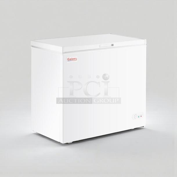 Galaxy 177CF7 commercial chest freezer in immaculate condition, white, 115V, single phase, fully tested and working.